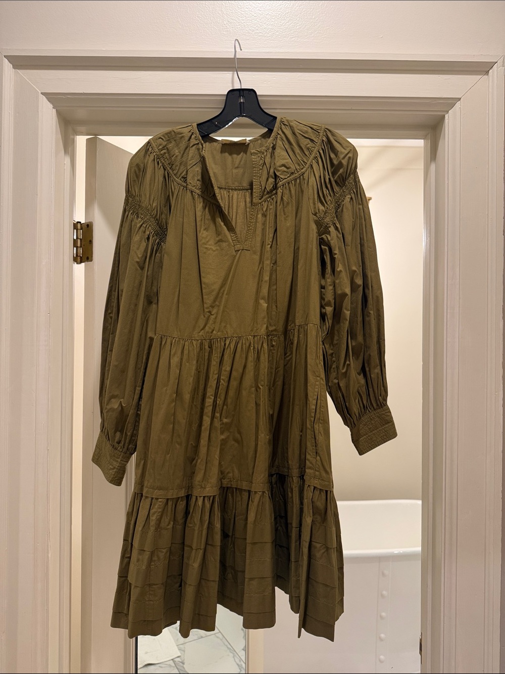 Ulla Johnson Olive Tiered Long-Sleeve Peasant Dress